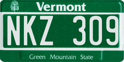 VT license plate NKZ309