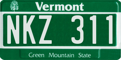 VT license plate NKZ311
