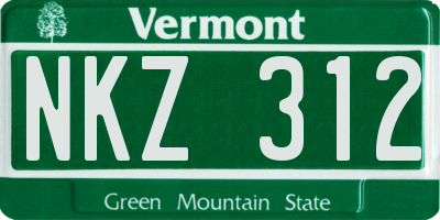 VT license plate NKZ312