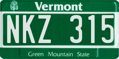 VT license plate NKZ315