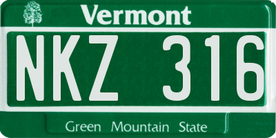 VT license plate NKZ316