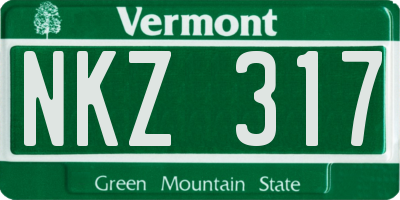VT license plate NKZ317