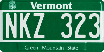 VT license plate NKZ323