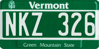 VT license plate NKZ326