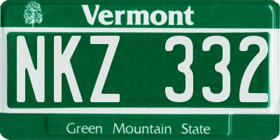 VT license plate NKZ332