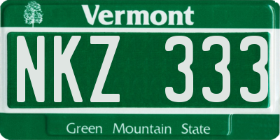 VT license plate NKZ333