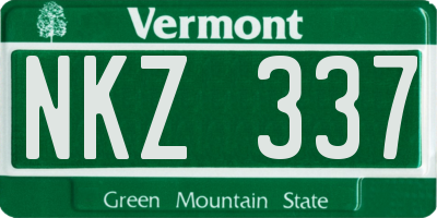 VT license plate NKZ337