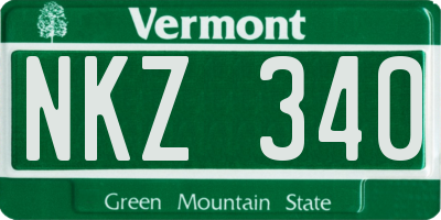 VT license plate NKZ340