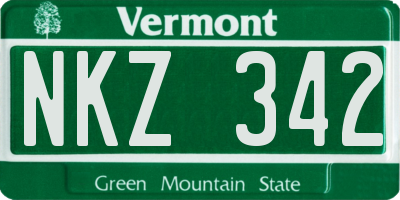 VT license plate NKZ342