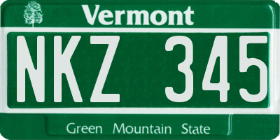 VT license plate NKZ345