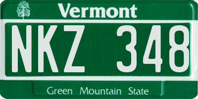 VT license plate NKZ348