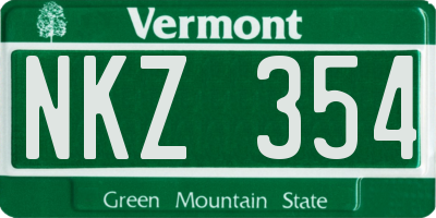 VT license plate NKZ354