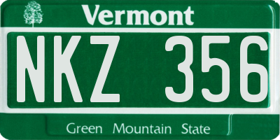 VT license plate NKZ356