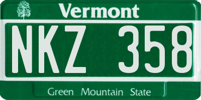 VT license plate NKZ358