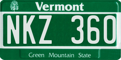 VT license plate NKZ360
