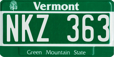 VT license plate NKZ363