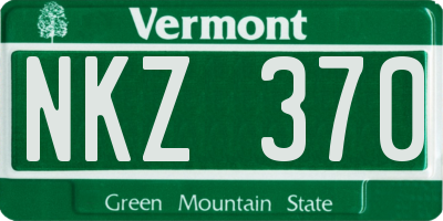 VT license plate NKZ370