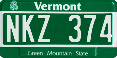 VT license plate NKZ374