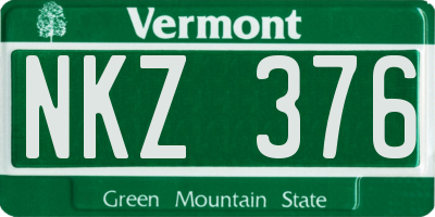 VT license plate NKZ376