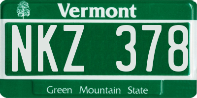 VT license plate NKZ378