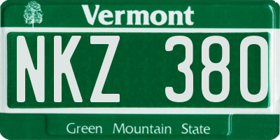 VT license plate NKZ380