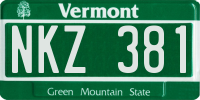 VT license plate NKZ381
