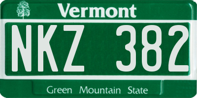 VT license plate NKZ382