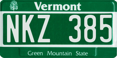 VT license plate NKZ385