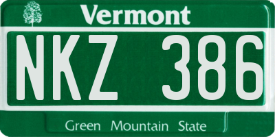 VT license plate NKZ386