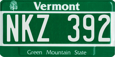 VT license plate NKZ392