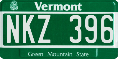 VT license plate NKZ396