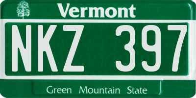 VT license plate NKZ397