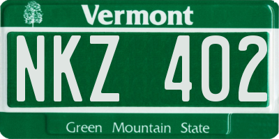 VT license plate NKZ402