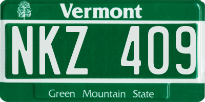 VT license plate NKZ409