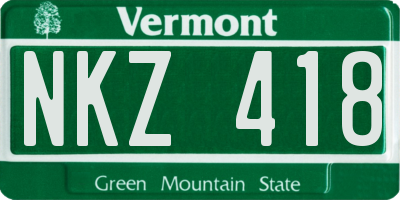 VT license plate NKZ418