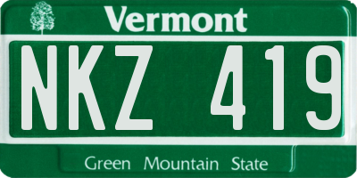VT license plate NKZ419