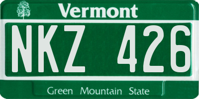 VT license plate NKZ426