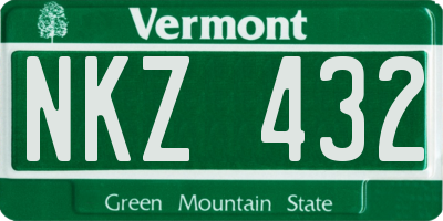 VT license plate NKZ432