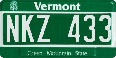 VT license plate NKZ433