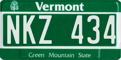 VT license plate NKZ434