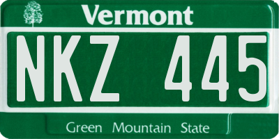 VT license plate NKZ445