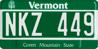 VT license plate NKZ449