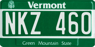 VT license plate NKZ460
