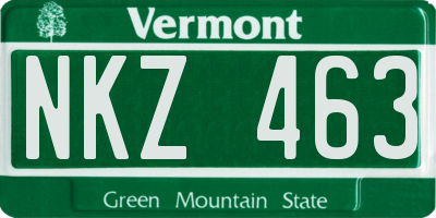VT license plate NKZ463