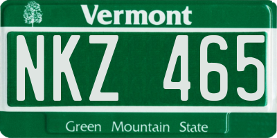 VT license plate NKZ465