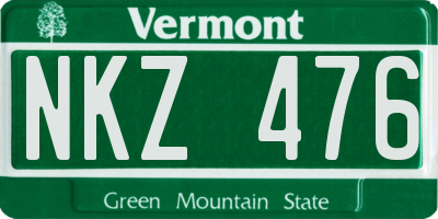 VT license plate NKZ476
