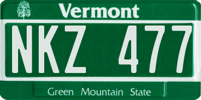 VT license plate NKZ477