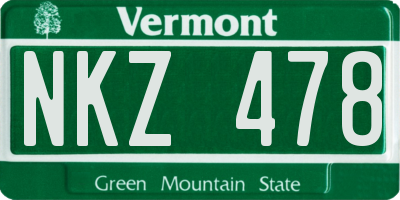 VT license plate NKZ478