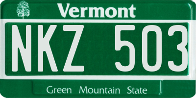 VT license plate NKZ503