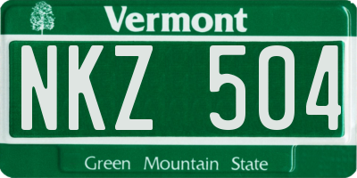 VT license plate NKZ504